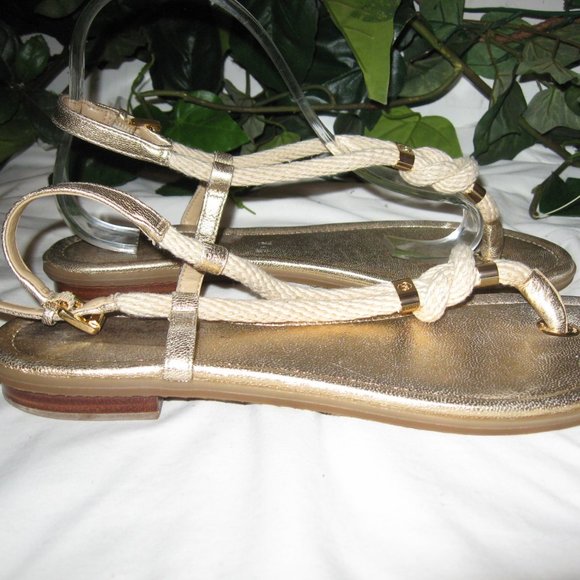 MICHAEL KORS GOLD AND ROPE SANDALS 9.5M - Picture 9 of 11